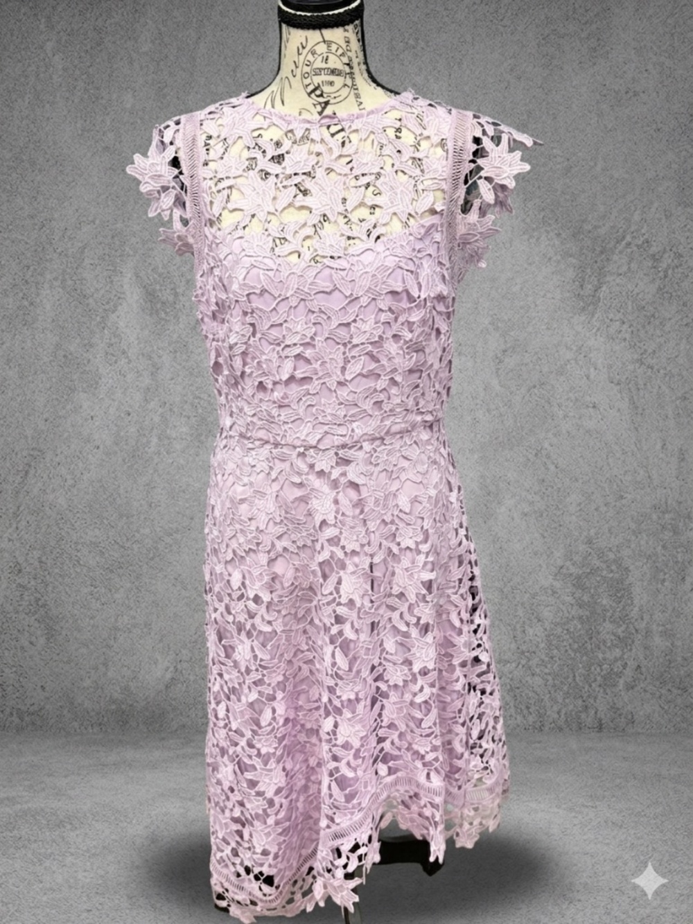 Eliza J Floral Guipure Lavender Lace Midi Dress Size 8